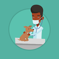 Image showing Veterinarian examining dog vector illustration.