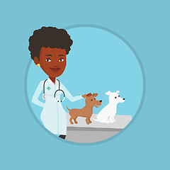 Image showing Veterinarian examining dogs vector illustration.