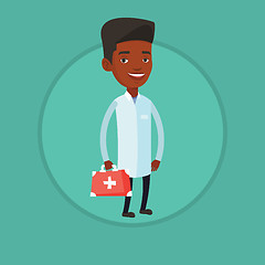 Image showing Doctor holding first aid box vector illustration.