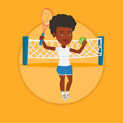 Image showing Female tennis player vector illustration.