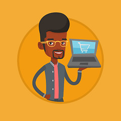 Image showing Man shopping online vector illustration.