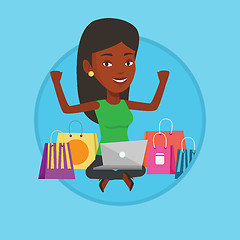 Image showing Woman shopping online vector illustration.