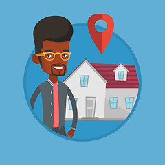 Image showing Realtor on background of house with map pointer.