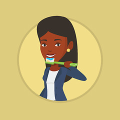 Image showing Woman brushing her teeth vector illustration.