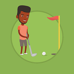 Image showing Golfer hitting the ball vector illustration.