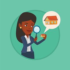 Image showing Woman looking for house vector illustration.