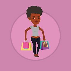 Image showing Happy woman with shopping bags vector illustration