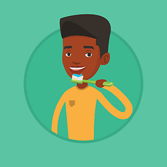 Image showing Man brushing her teeth vector illustration.