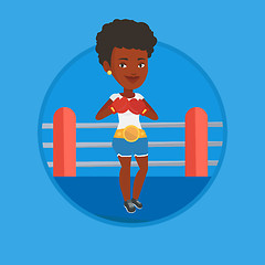 Image showing Confident boxer in the ring vector illustration.