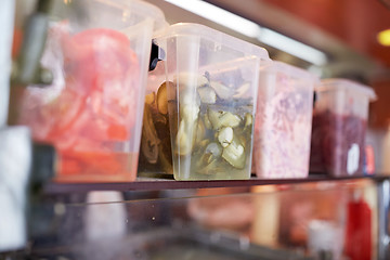 Image showing containers with food at restaurant kitchen