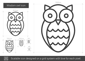 Image showing Wisdom owl line icon.