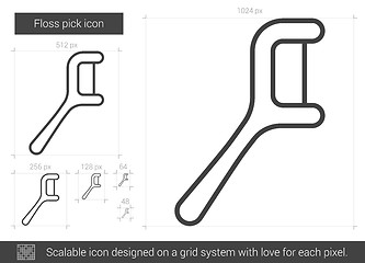 Image showing Floss pick line icon.