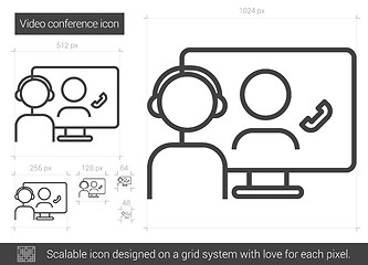 Image showing Video conference line icon.