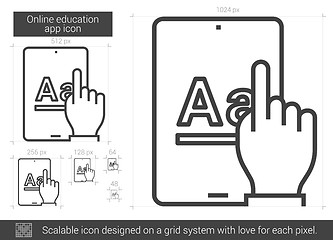 Image showing Online education app line icon.