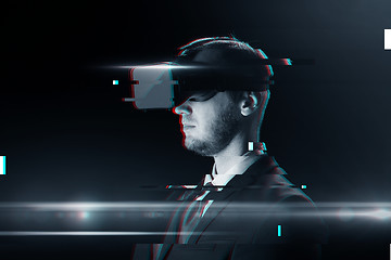 Image showing man in virtual reality headset or 3d glasses