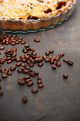 Image showing Coffee beans. Homemade pie.