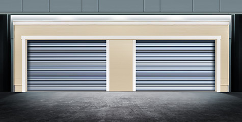 Image showing closed garage with metal door