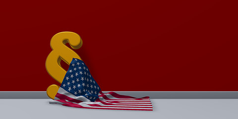 Image showing usa flag and paragraph symbol - 3d illustration