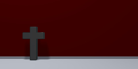 Image showing christian cross in front of red wound - 3d rendering