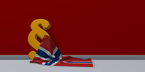 Image showing paragraph symbol and flag of norway - 3d rendering