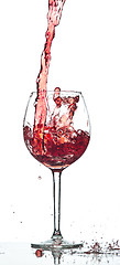 Image showing Red wine splash over white background