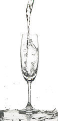 Image showing The water splashing to glass on white background