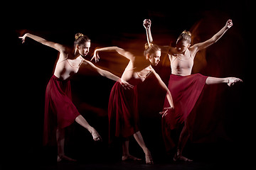 Image showing The sensual and emotional dance of beautiful ballerina