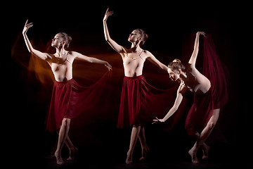 Image showing The sensual and emotional dance of beautiful ballerina