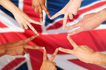 Image showing group of international people showing peace sign