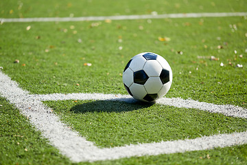 Image showing soccer ball on football field