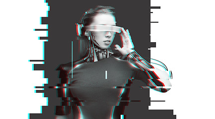 Image showing woman cyborg with futuristic glasses and sensors