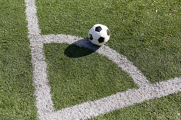 Image showing soccer ball on football field