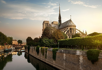 Image showing Sunset over Notre Dame