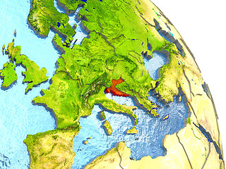 Image showing Croatia on Earth in red