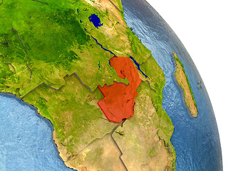 Image showing Zambia on Earth in red