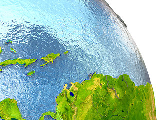 Image showing Caribbean on Earth in red