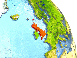 Image showing United Kingdom on Earth in red