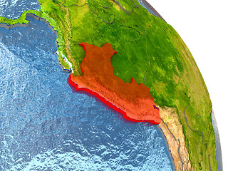 Image showing Peru on Earth in red