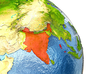 Image showing India on Earth in red