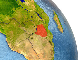 Image showing Zimbabwe on Earth in red