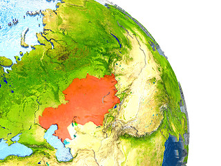 Image showing Kazakhstan on Earth in red