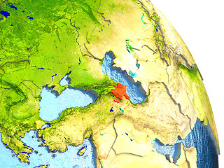 Image showing Azerbaijan on Earth in red