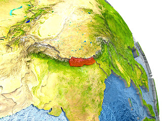 Image showing Nepal on Earth in red