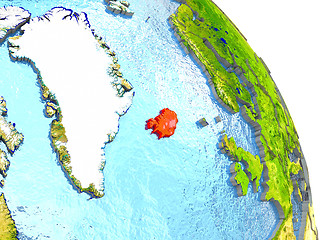 Image showing Iceland on Earth in red