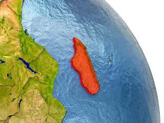 Image showing Madagascar on Earth in red