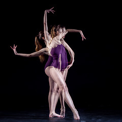 Image showing The sensual and emotional dance of beautiful ballerina