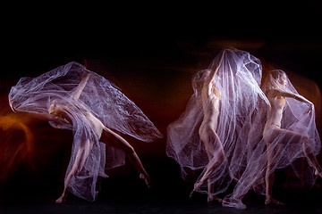 Image showing The sensual and emotional dance of beautiful ballerina