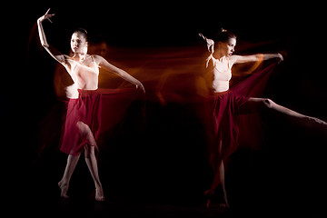 Image showing The sensual and emotional dance of beautiful ballerina