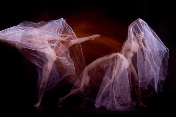 Image showing The sensual and emotional dance of beautiful ballerina