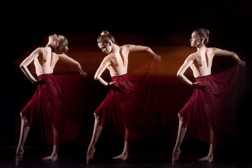 Image showing The sensual and emotional dance of beautiful ballerina